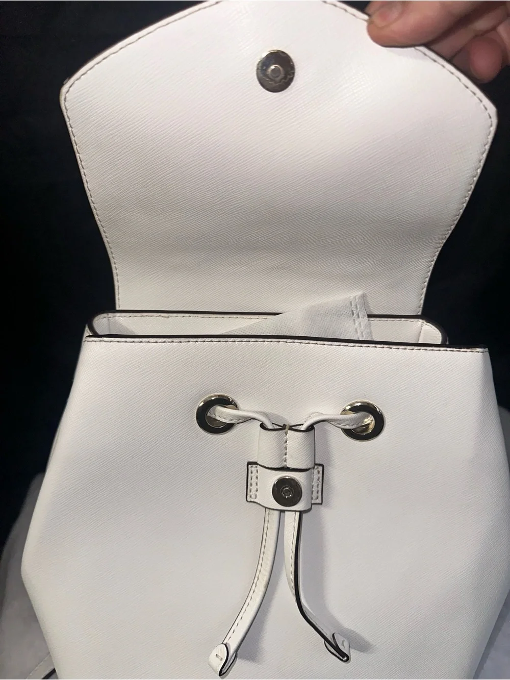 kate spade White Saffiano Leather Backpack